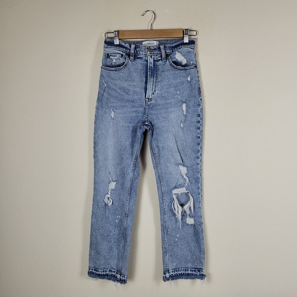 Abercrombie & Fitch Jeans 26 2 Blue Ultra High Rise Ankle Straight Distressed
